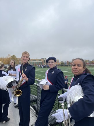 On October 26th, Bel Air High School band members, Joshua Morgan, Jack Perry, and Maddie Watters were seen discussing about how to prepare for the Harford County Band Showcase in order to gain the best scores.
