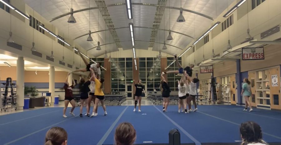 The+Bobcat+Cheer+team+prepares+for+their+competition+on+Saturday%2C+January+14%2C+2023.