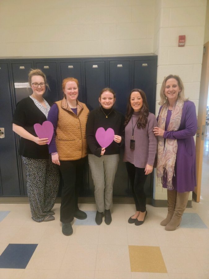 The 3rd Floor C Wing English Teacher team wore Purple Wednesday to show their support.
