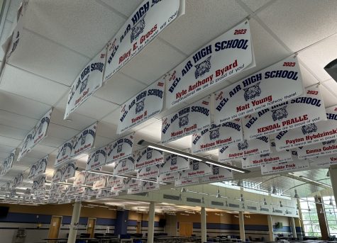 BAHS students families have an option to display a senior banner in the cafeteria with positive notes of encouragement.