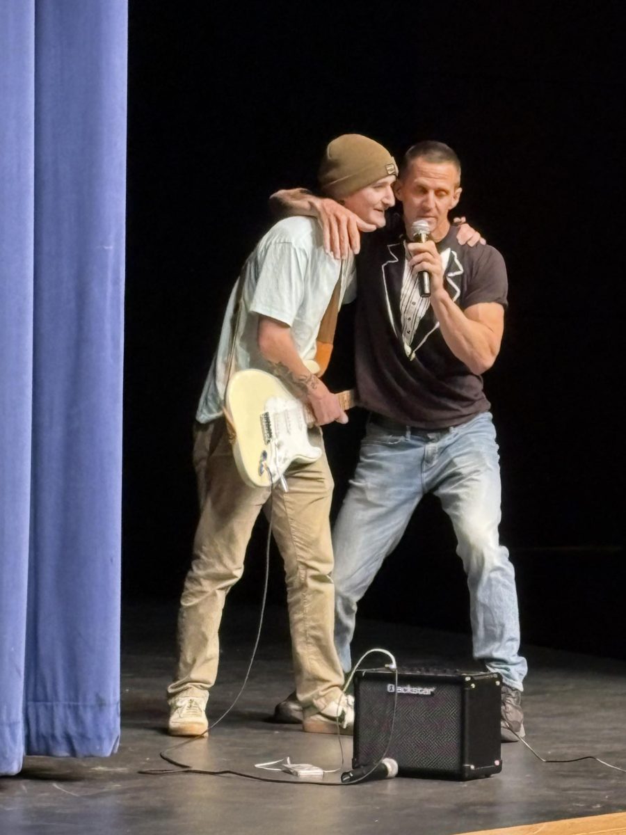 SRO Richard Krause performs with his son at the BAHS 2025 Talent Show.